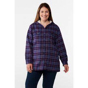 L.L. Bean Women's Fleece Lined Flannel Hoodie Shacket